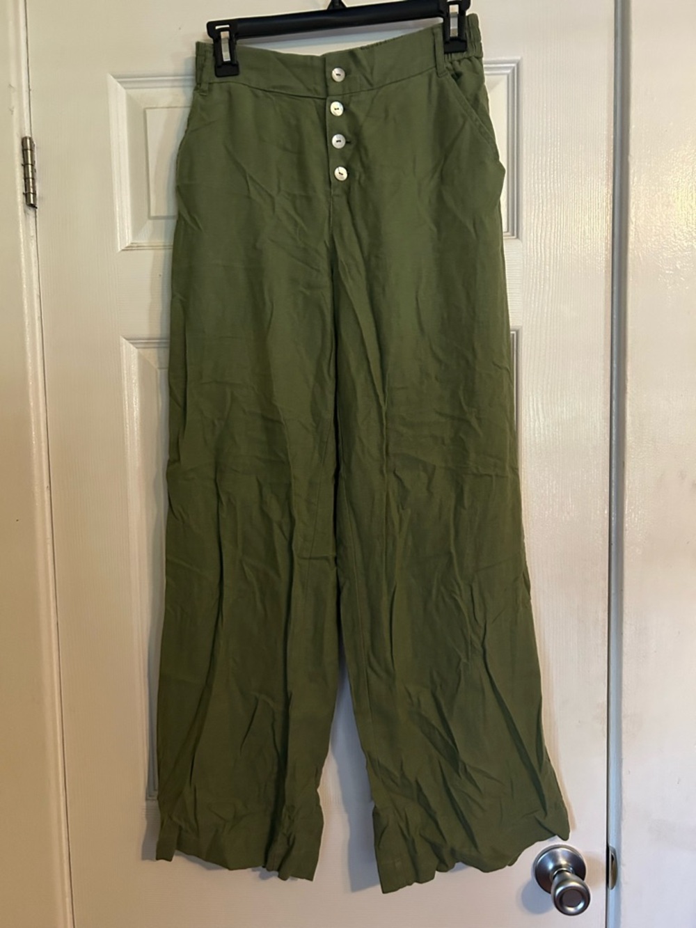 Marc New York Olive Green Button-Front Wide Leg Pants